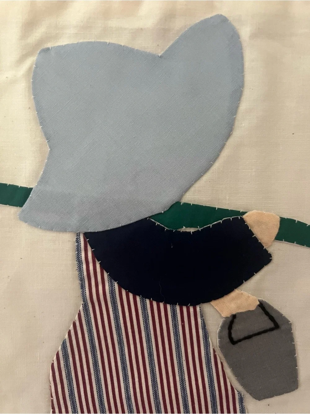 Vintage Handmade Sunbonnet Sue Overall Sam Appliqué Fabric Wall Hanging